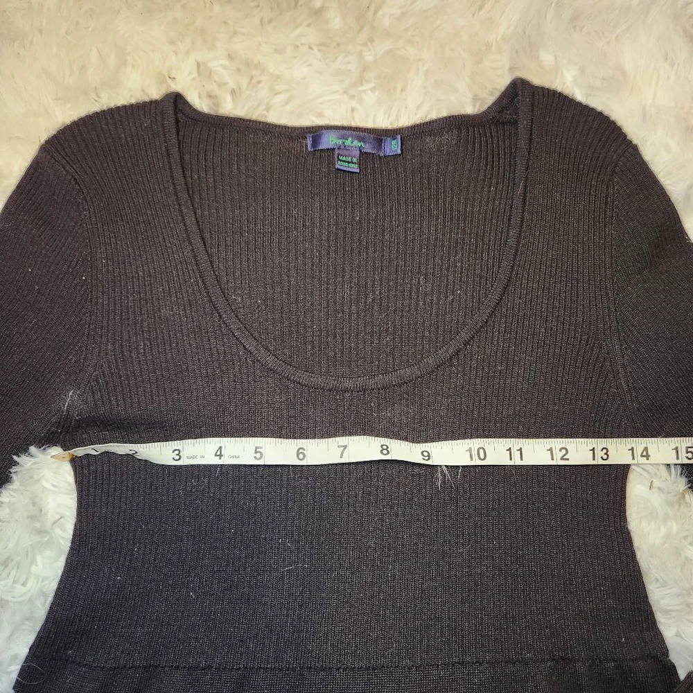 Boden Black Wool Scoop Neck Long Sleeve Mini Sweater Dress Womens Size Medium 12